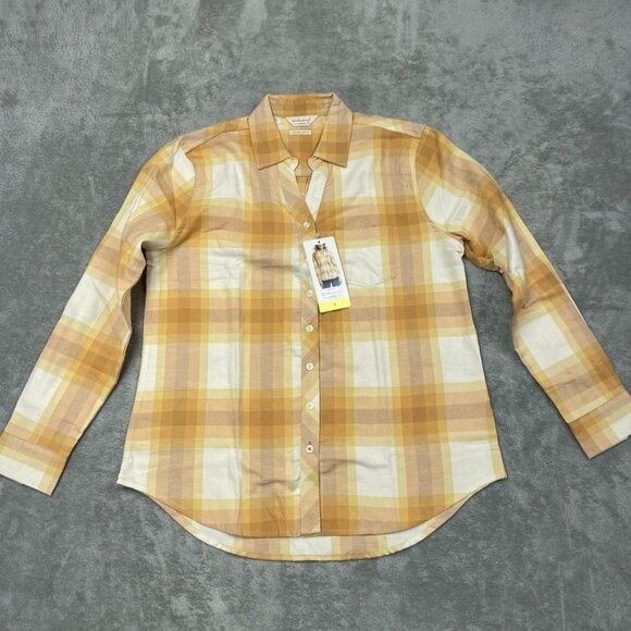 Weatherproof Vintage Yellow & White Plaid Comfort Stretch Shirt S d0496 - Picture 2 of 8